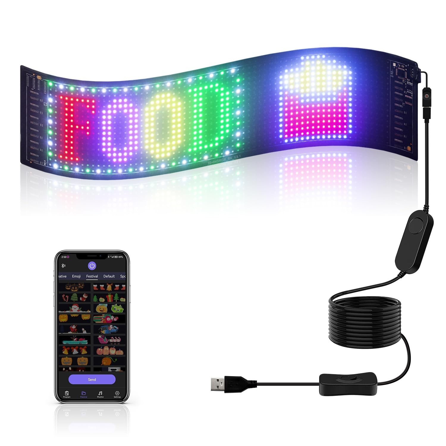 Programmable LED Sign High Bright Scrolling Signs USB 5V LED Matrix Panel Sma…