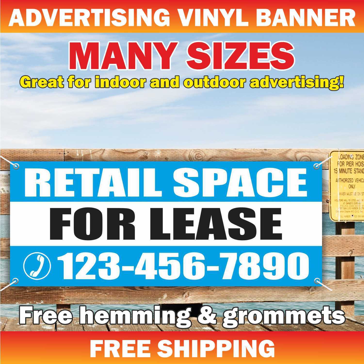 RETAIL SPACE FOR LEASE Advertising Banner Vinyl Mesh Sign Rent Custom Phone