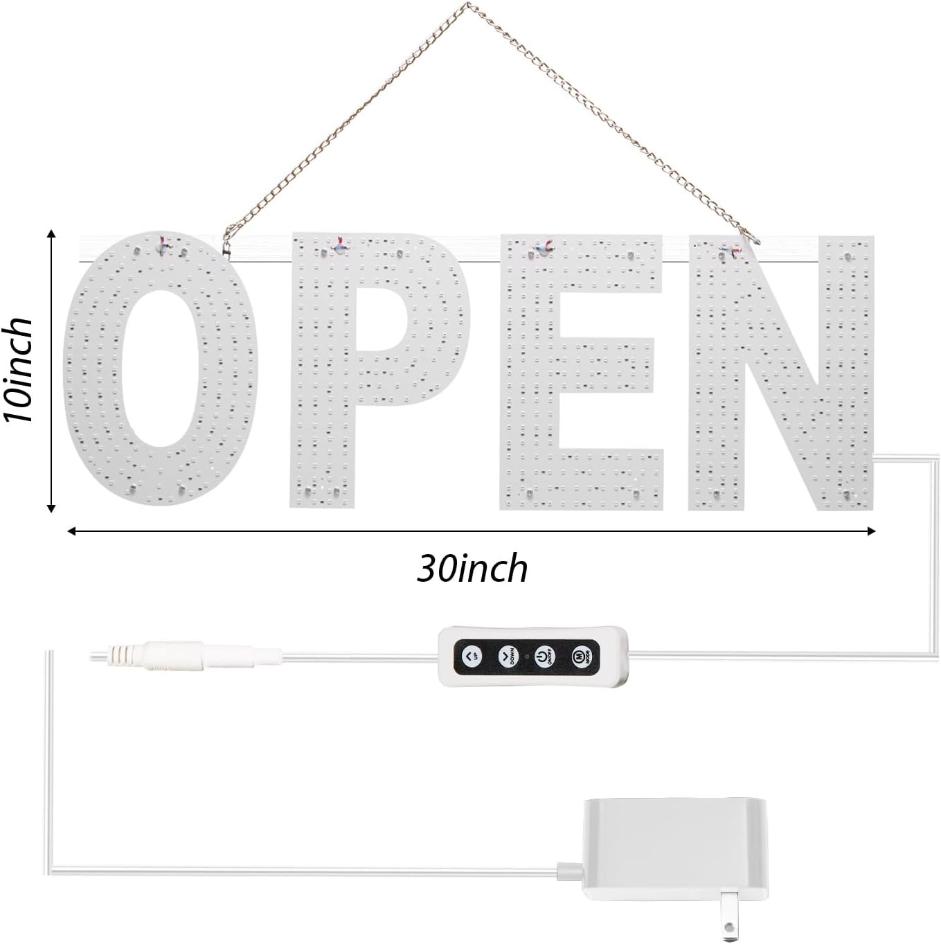 LED Open Sign for Business, 30″X10″ Dimmable Brightness Large Electric Light up