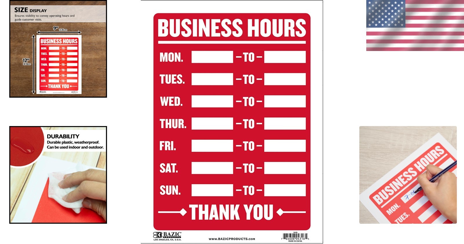 Weather-Resistant Business Hours Sign, 9×12 in – Perfect for Stores & Offices