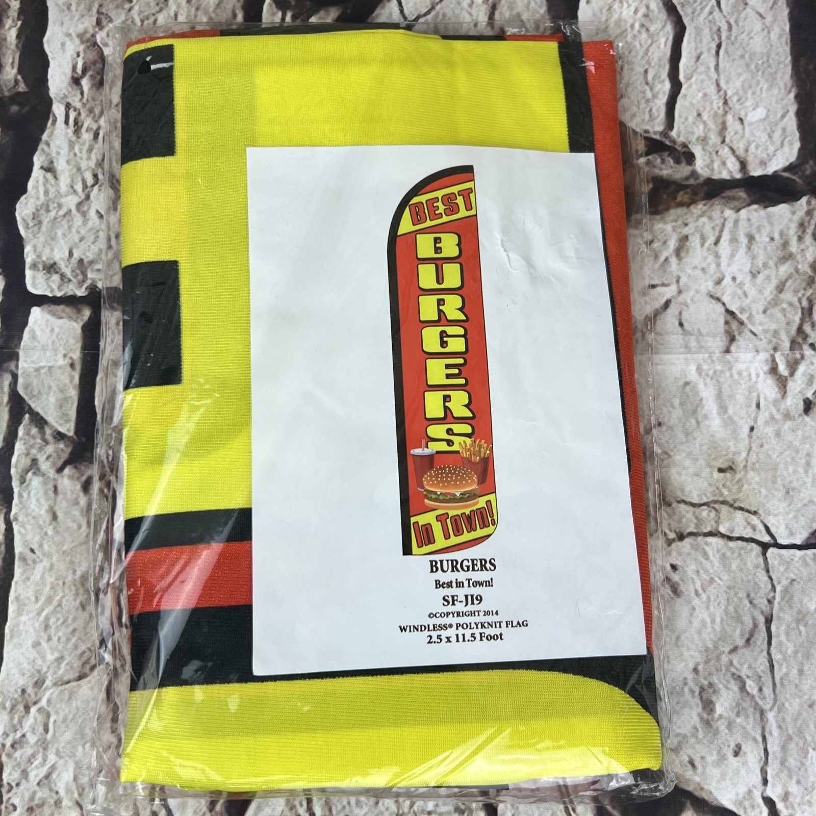 Best Burgers In Town Swooper Flutter Windless Feather Flag 2.5 W x 11.5ft Tall