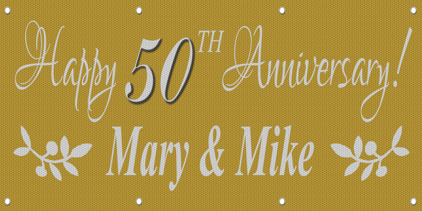 Happy 50 Anniversary Custom Date Gold 13 Oz Vinyl Banner Sign With Grommets