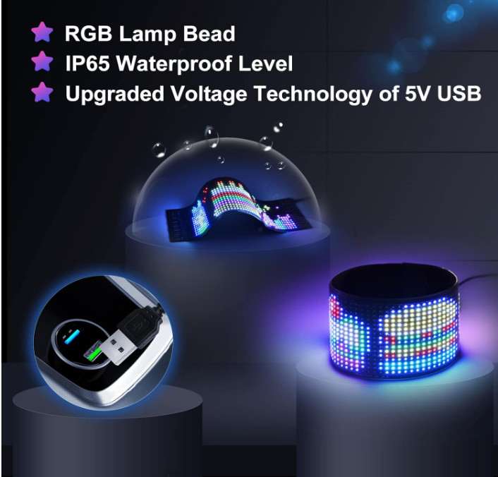 Letrero LED programable flexible con desplazamiento y control Bluetooth
