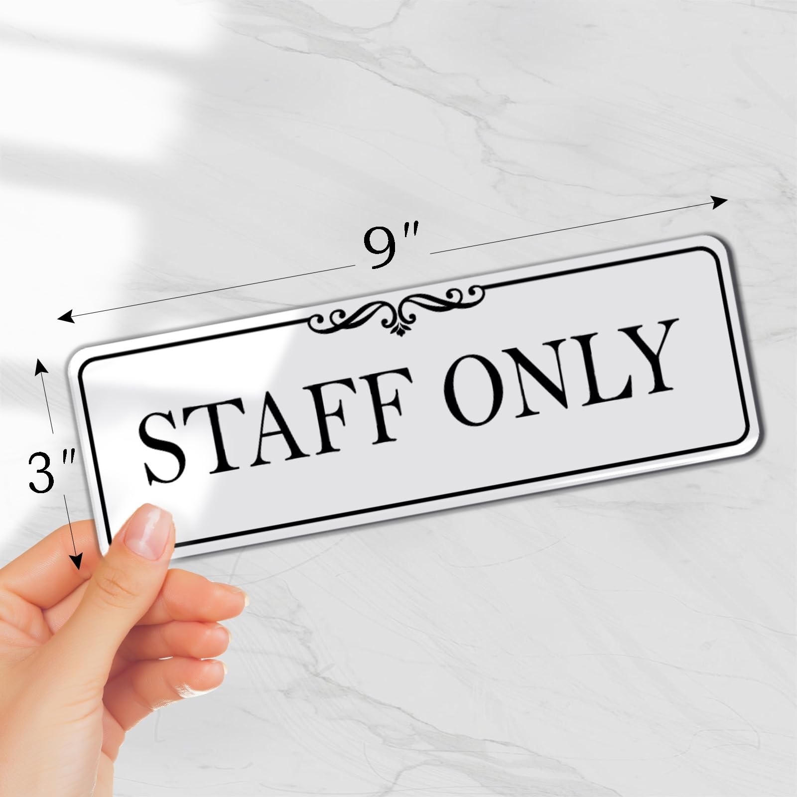 Staff Only Sign Acrylic SelfStick Door Wall Signage Elegant White 9×3 Inch