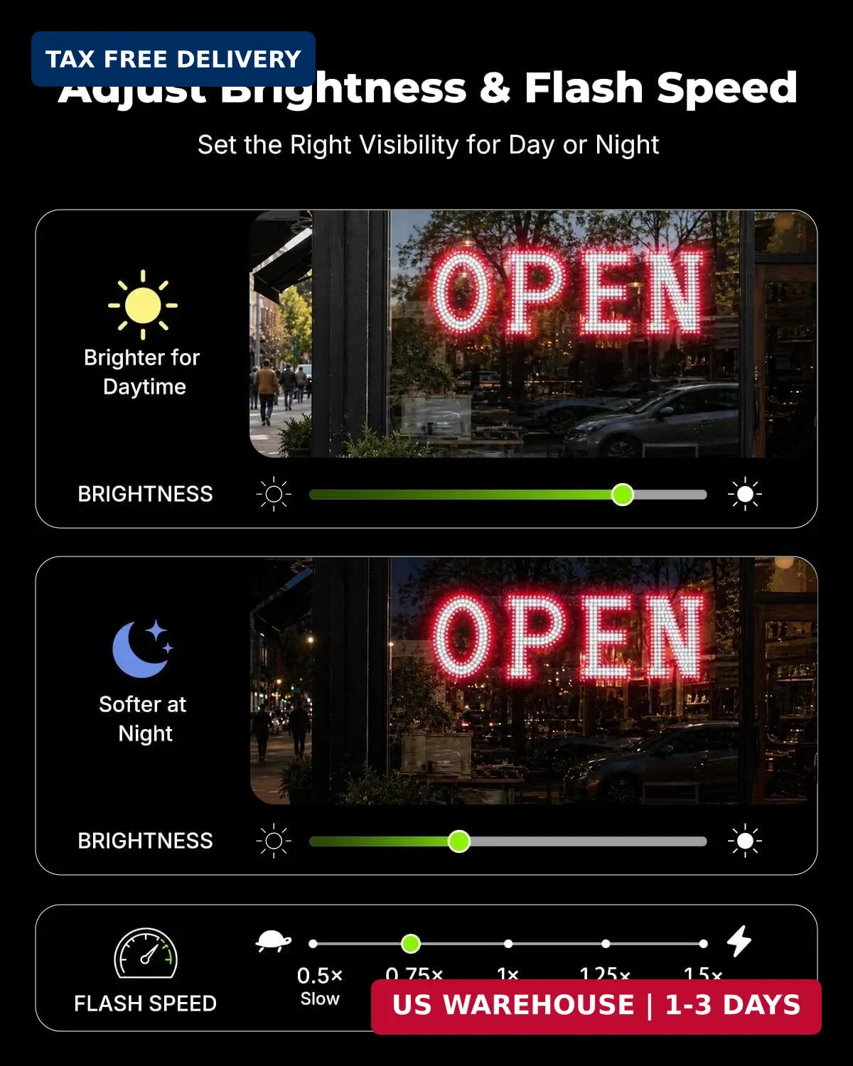 40 x 12 Inch LED Open Sign for Business – Timer via Remote & BT APP Control, Ult
