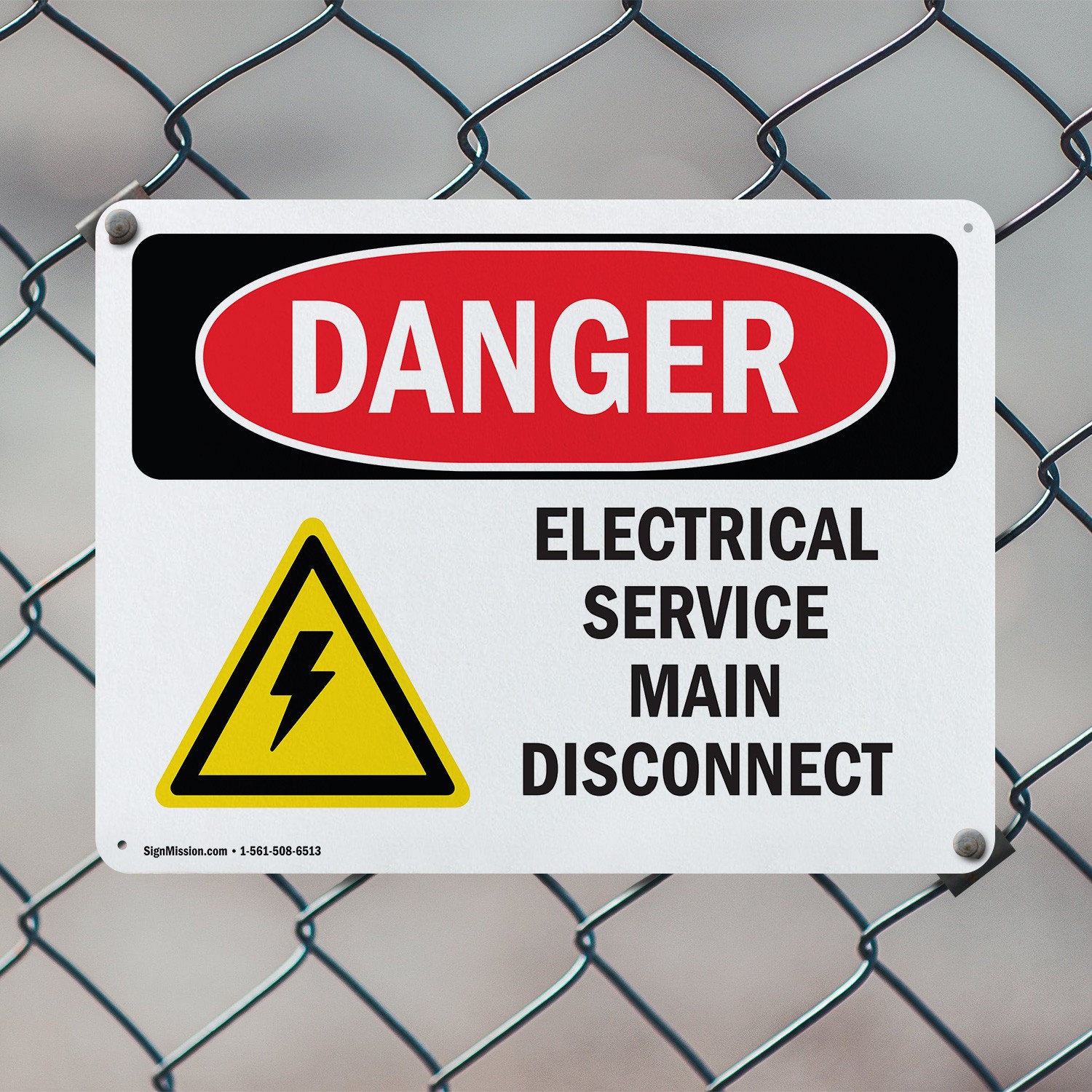 (2 Pack) Electrical Service Main Disconnect OSHA Danger Sign Decal Metal Plastic