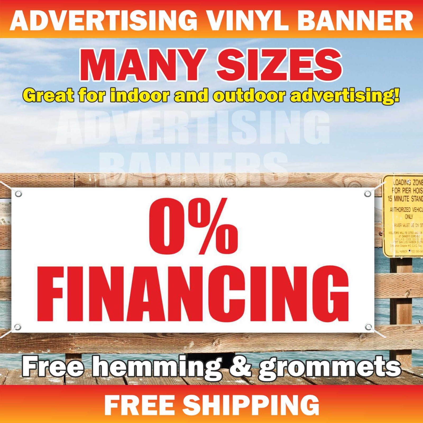 0% FINANCING Advertising Banner Vinyl Mesh Sign Credit Cash Receipt Pawn Shop