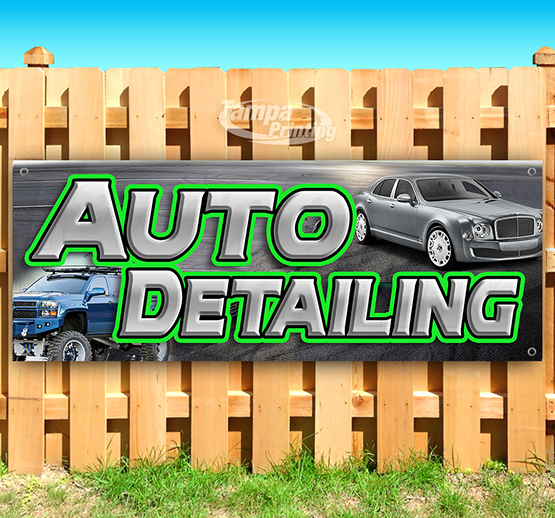 AUTO DETAILING Advertising Vinyl Banner Flag Sign USA MANY SIZES 18″ 24″ 36″ 52″
