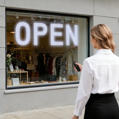Open Signs for Business, exTopGoal 30″x10″ Ultra Bright LED Open Sign, Remote