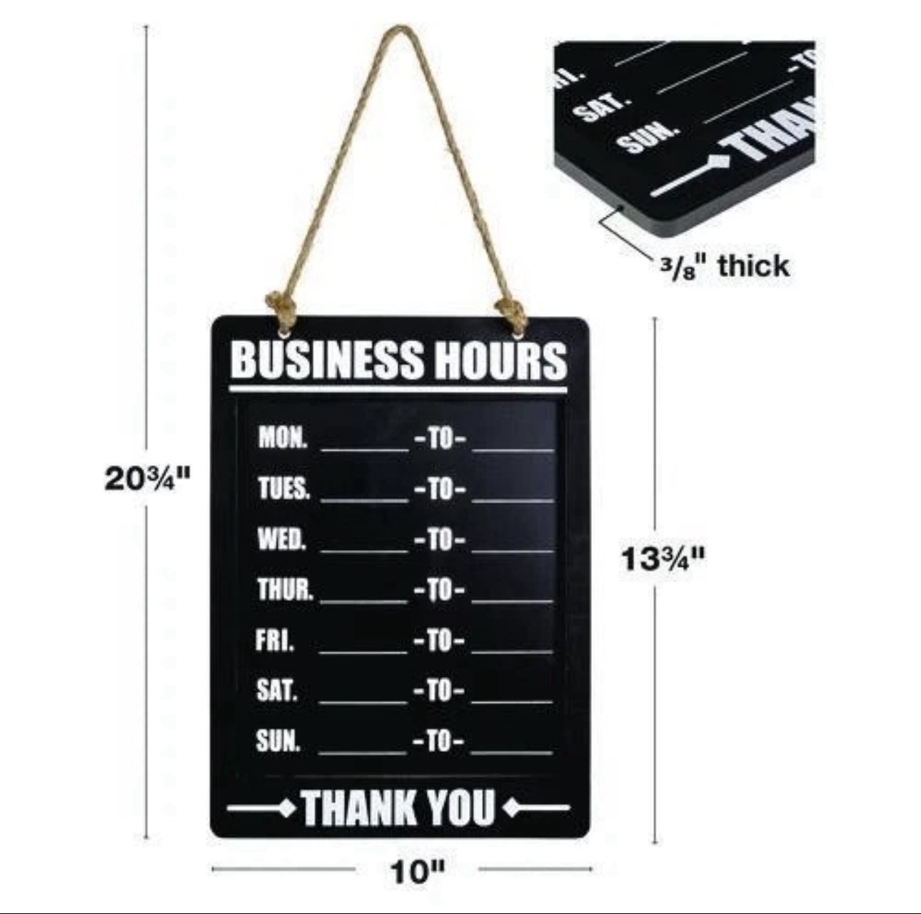 Excello Global Products Hanging Business Hours Chalkboard Door Sign 10×13.75″