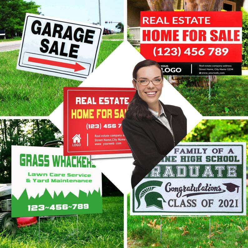 Anley Custom Yard Signs with Stake – Personalized Blank Corrugated Lawn Sign