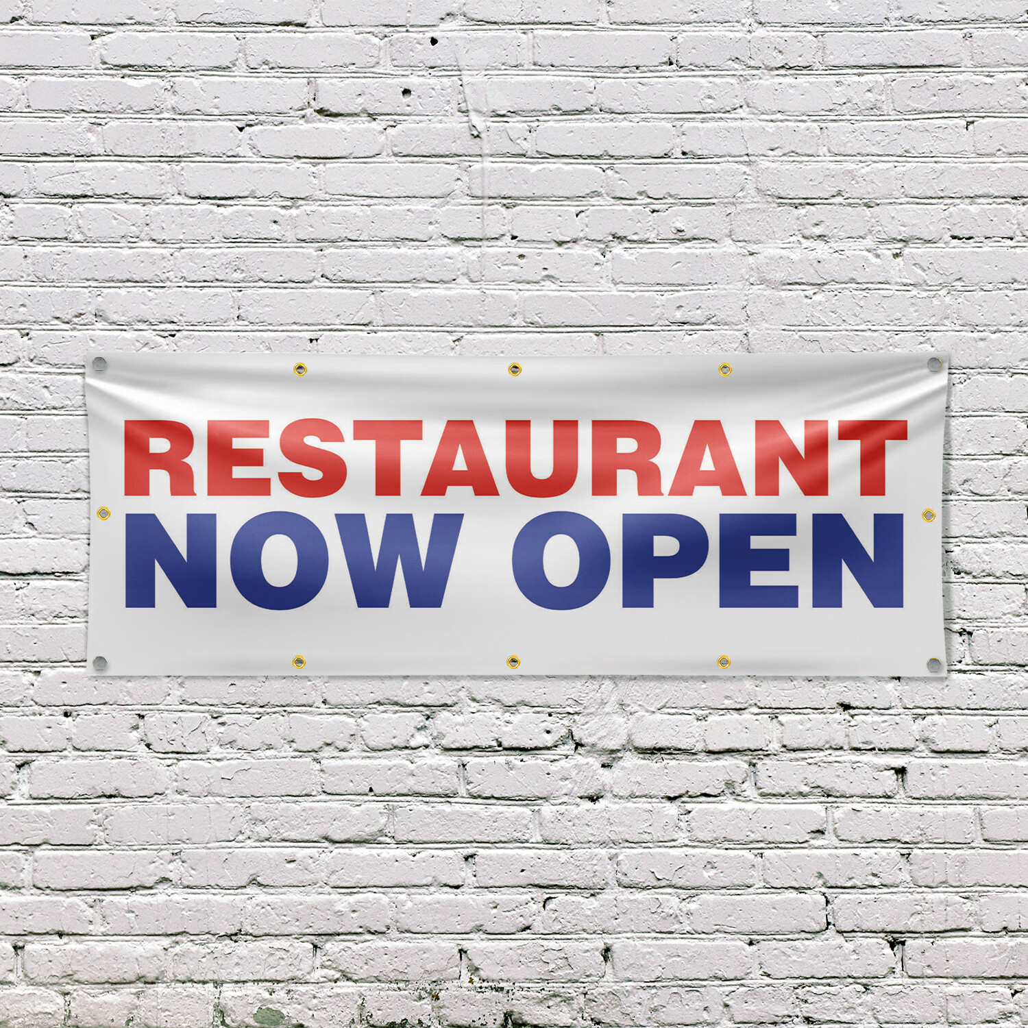 Restaurant Now Open Vinyl Banner Sign with Metal Grommets Heavy-Duty