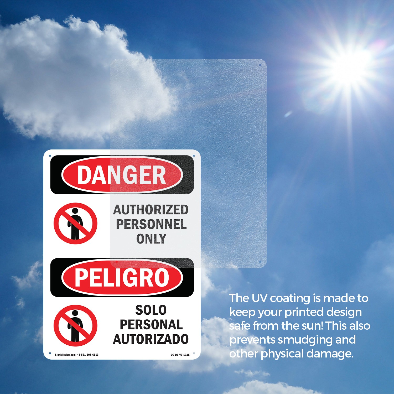 Authorized Personnel Only Bilingual OSHA Danger Sign Or Decal – 5 or 10 Pack