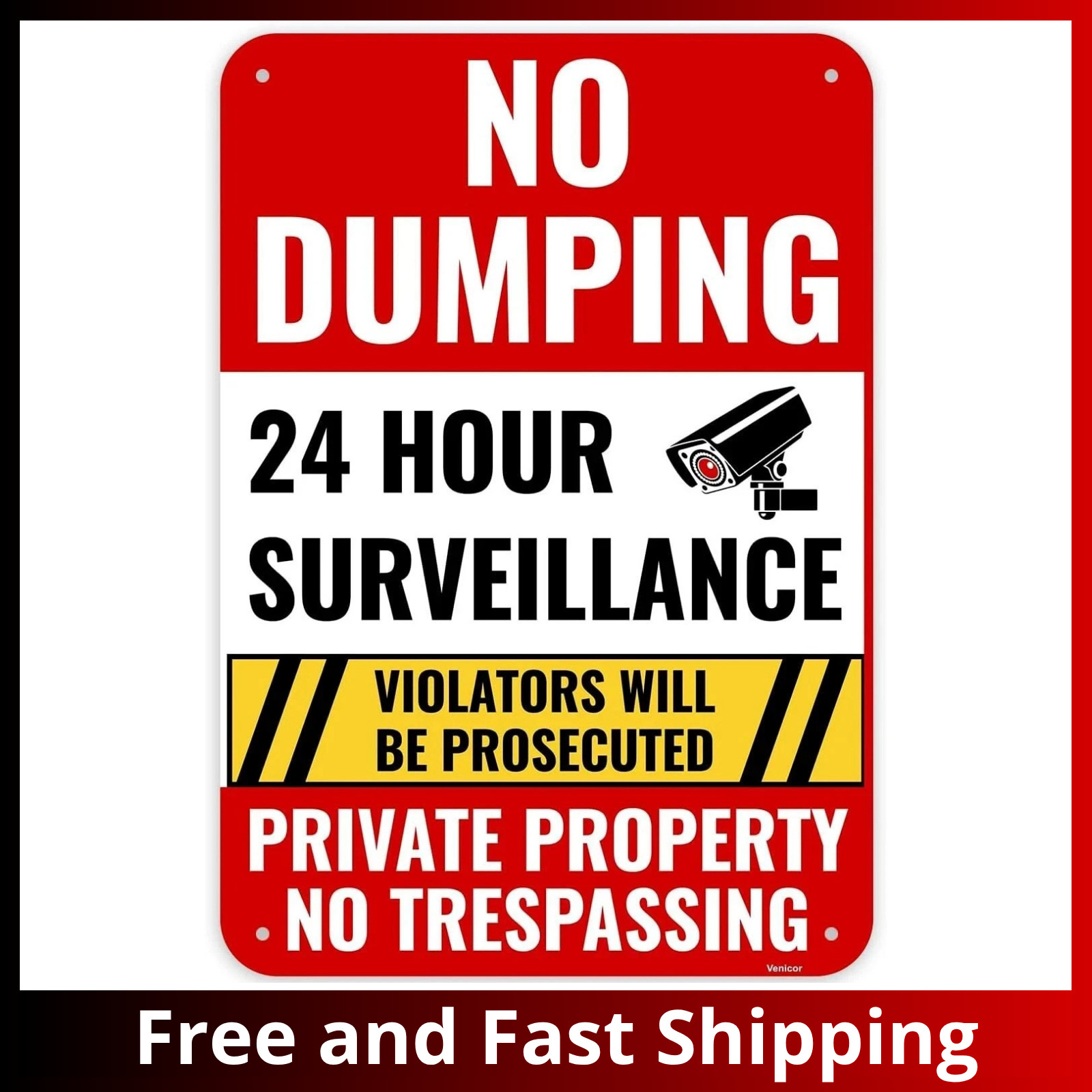 1PC No Dumping Sign Private Property Sign, 13 X 9 Inches – Aluminum – No Illegal