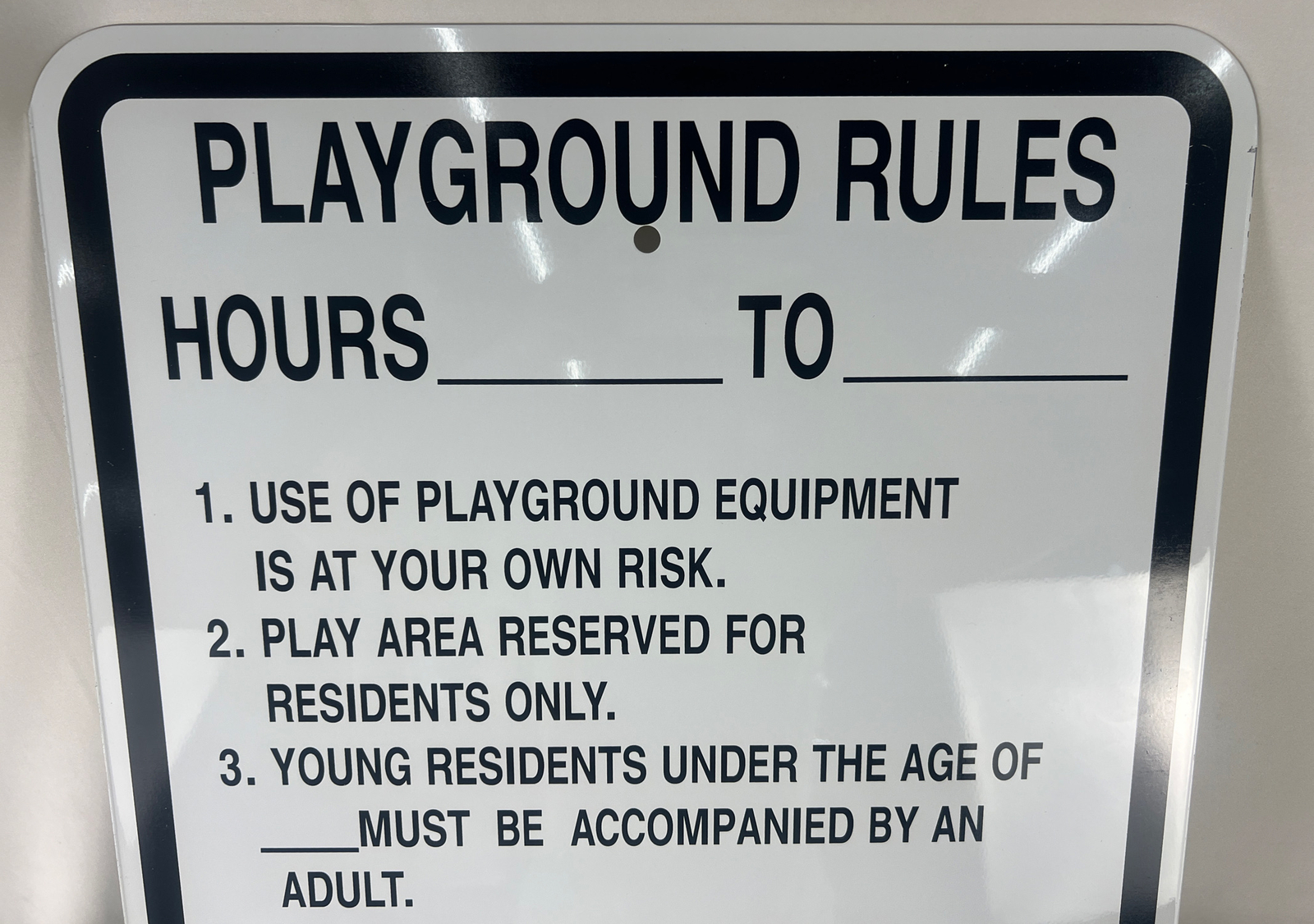 (2x) NEW 18″ x 24″ Playground Rules Sign Non-Reflective White & Black – 2 Signs