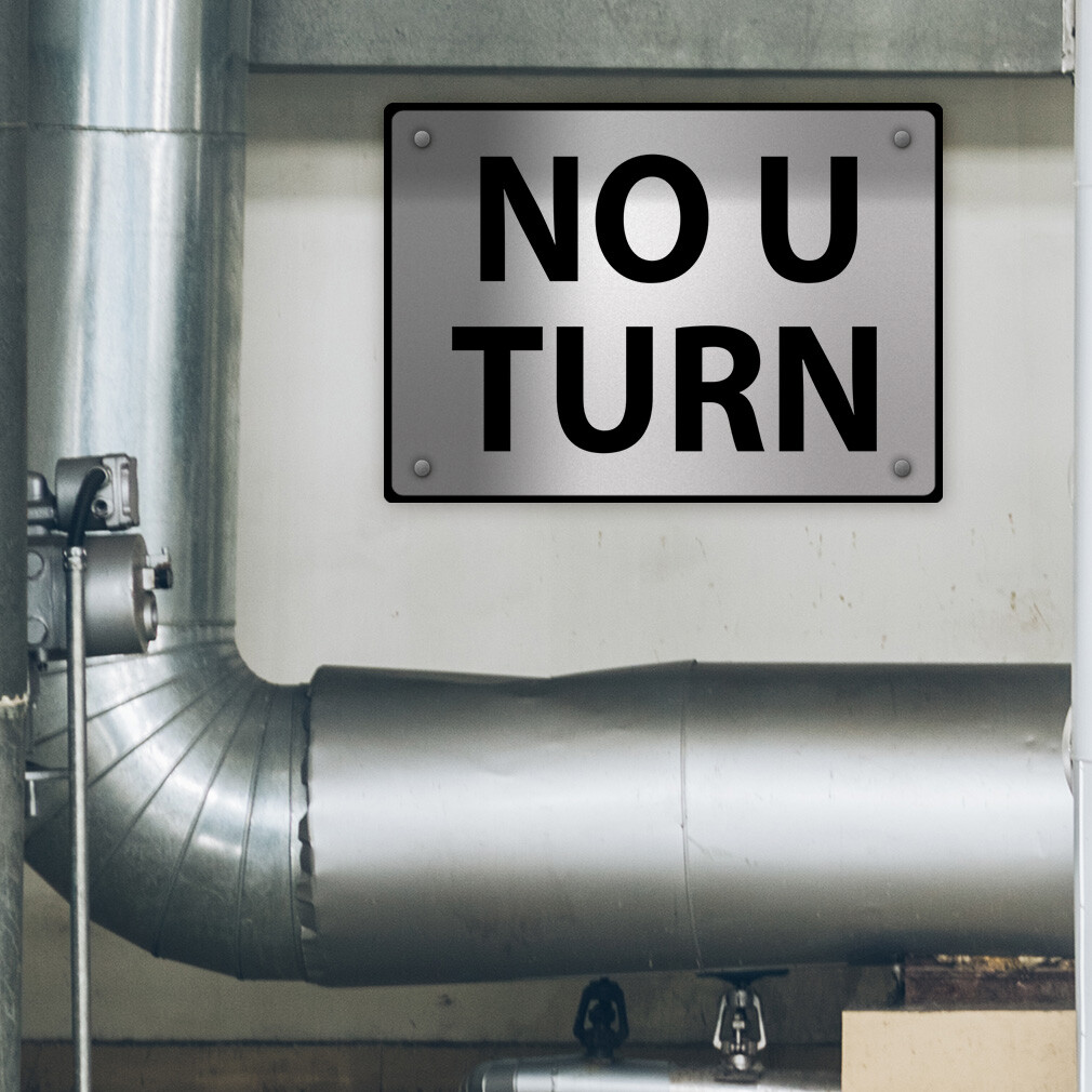 Horizontal Metal Sign No U Turn Traffic White Weatherproof Street Signage
