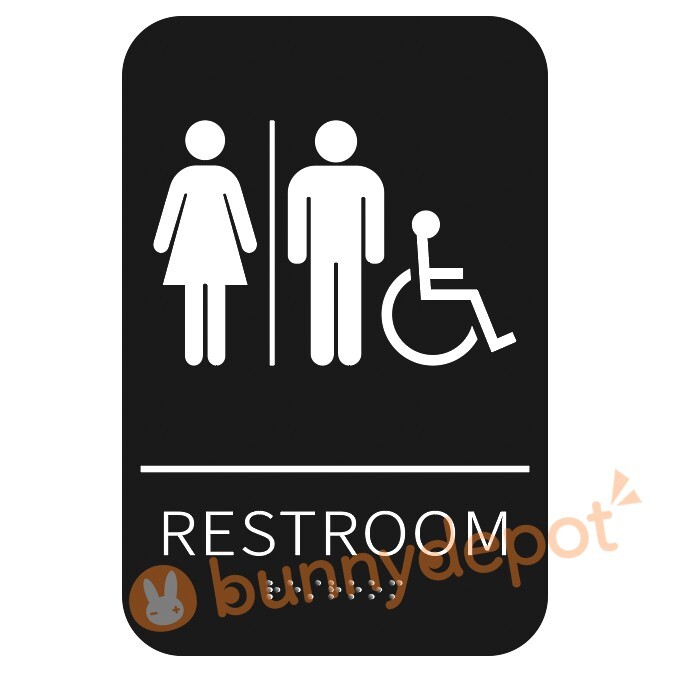 Citybasics ADA Braille Restroom Sign Self Adhesive Signage with 3M Tape 9″ x 6″