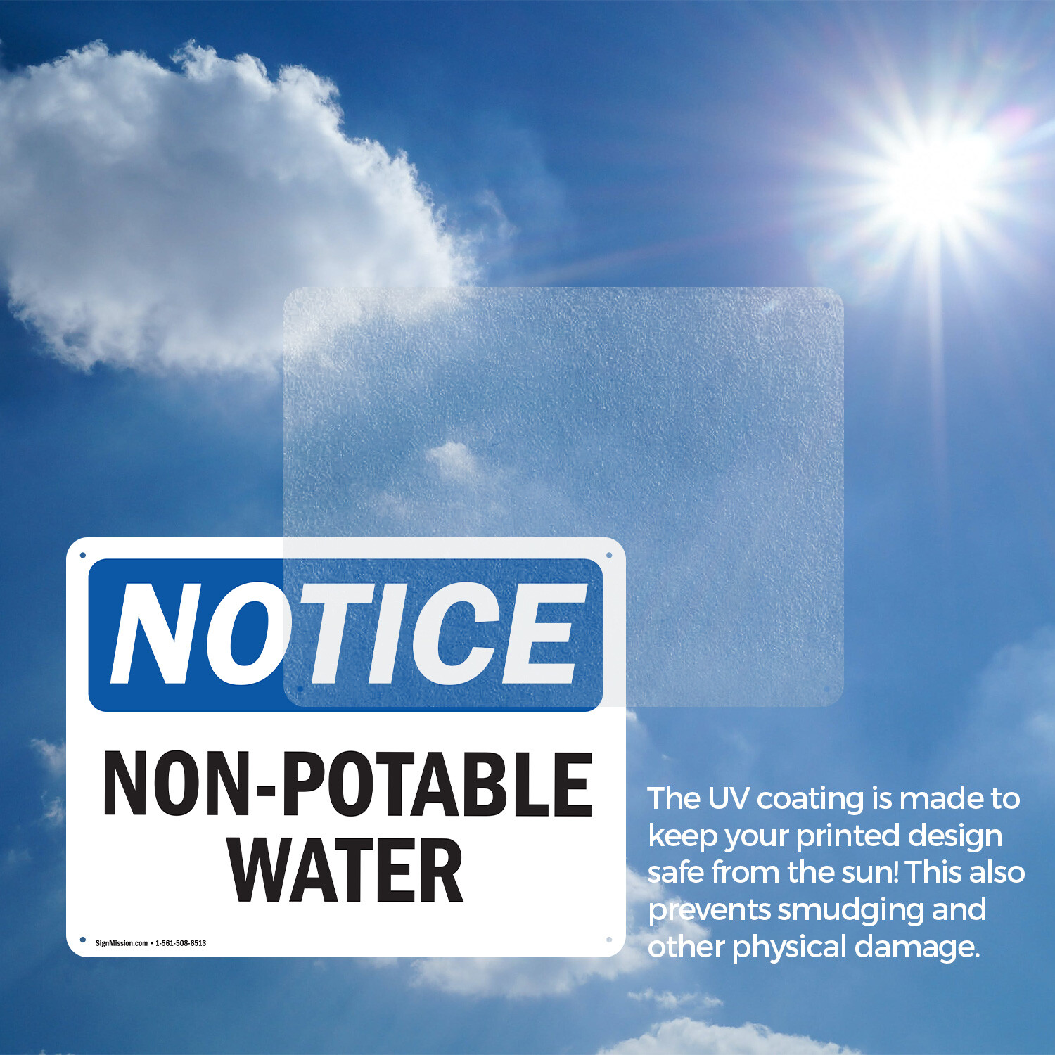 (2 Pack) Non-Potable Water OSHA Notice Sign Decal Metal Plastic