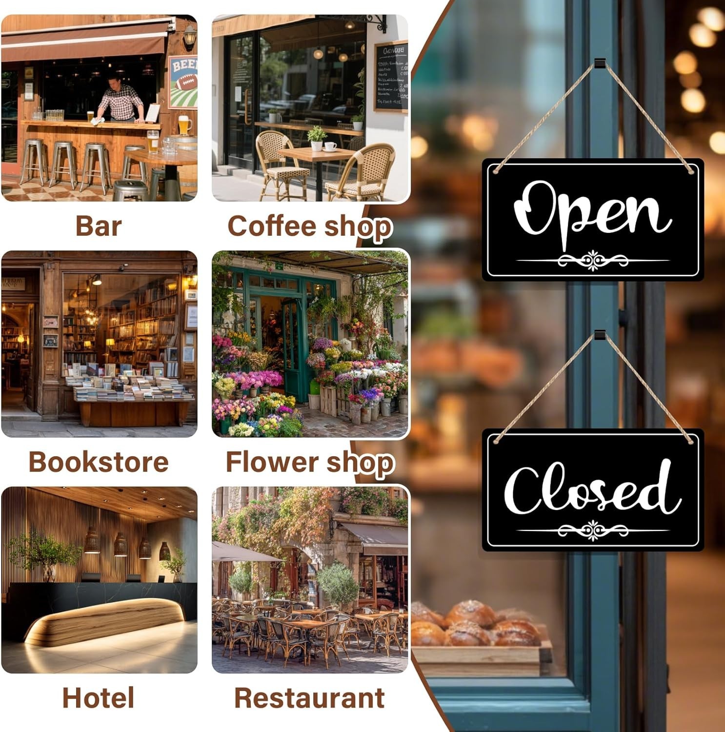 Open Signs Double Sided Open Closed Sign Business Hours Sign Hanging Business Op