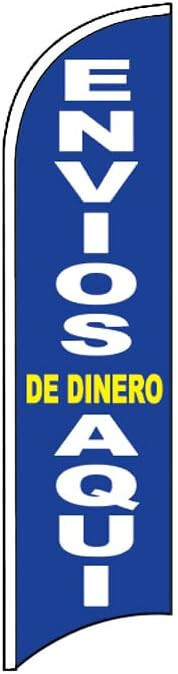 ENVIOS DE DINERO AQUI Windless Swooper Feather Flag 2.5×11.5 ft Banner Sign bb