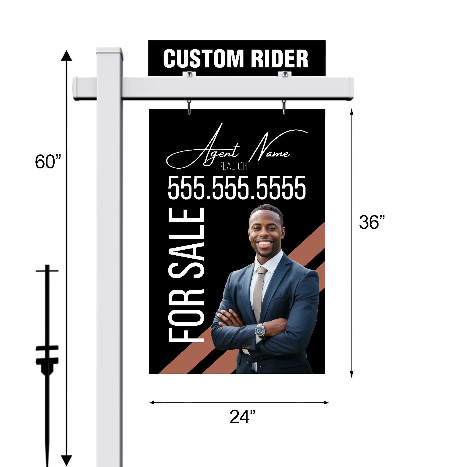 Real Estate Sign, Vinyl PVC Real Estate Sign Post White 5′ , For Sale Sign