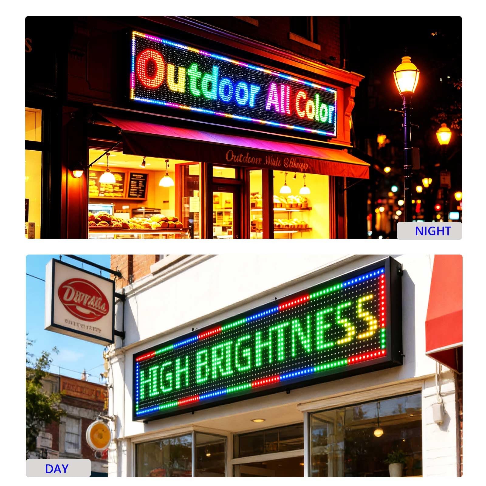 HS ProgrammableLed Sign Digital Scrolling Neon Waterproof Business P10 77’’x14’’
