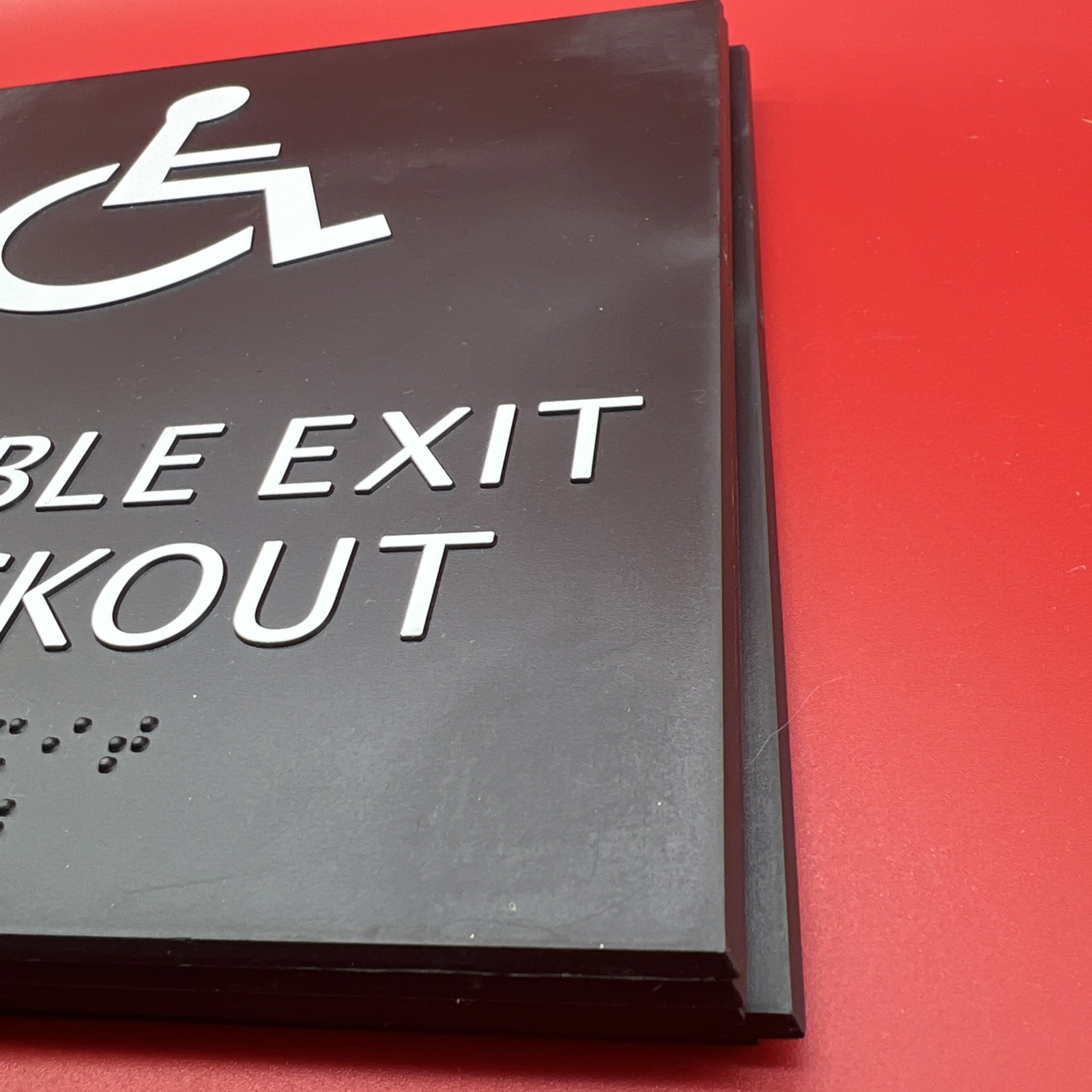Lot of 5~ Wheelchair Accessible Exit at Checkout Signs w/ Braille Message