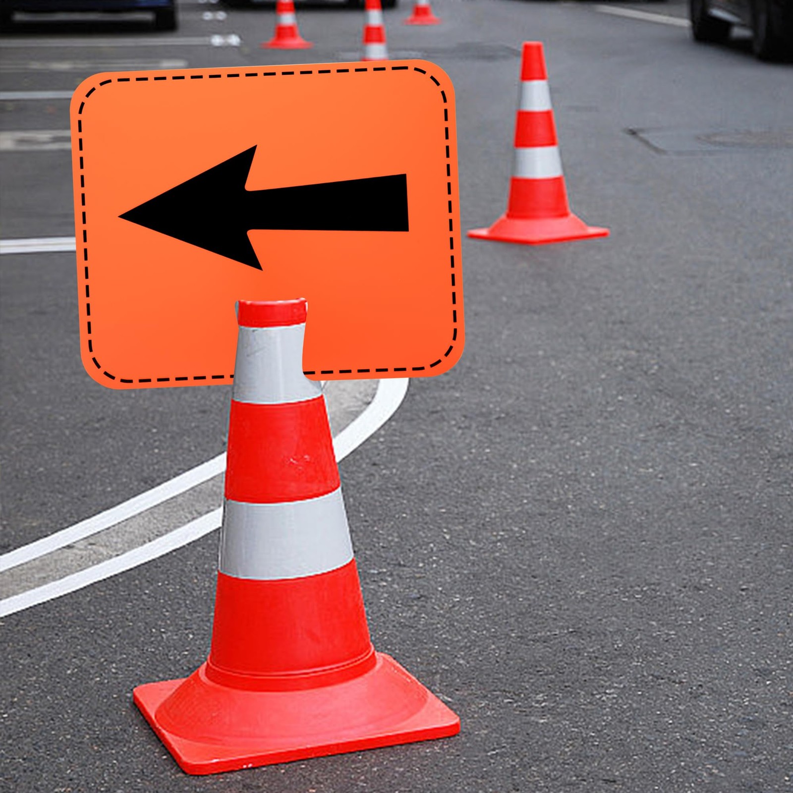 8 Pcs Traffic Cone Arrow Signs, 12.5″ X 10.4″ Reversible Directional Cone Top