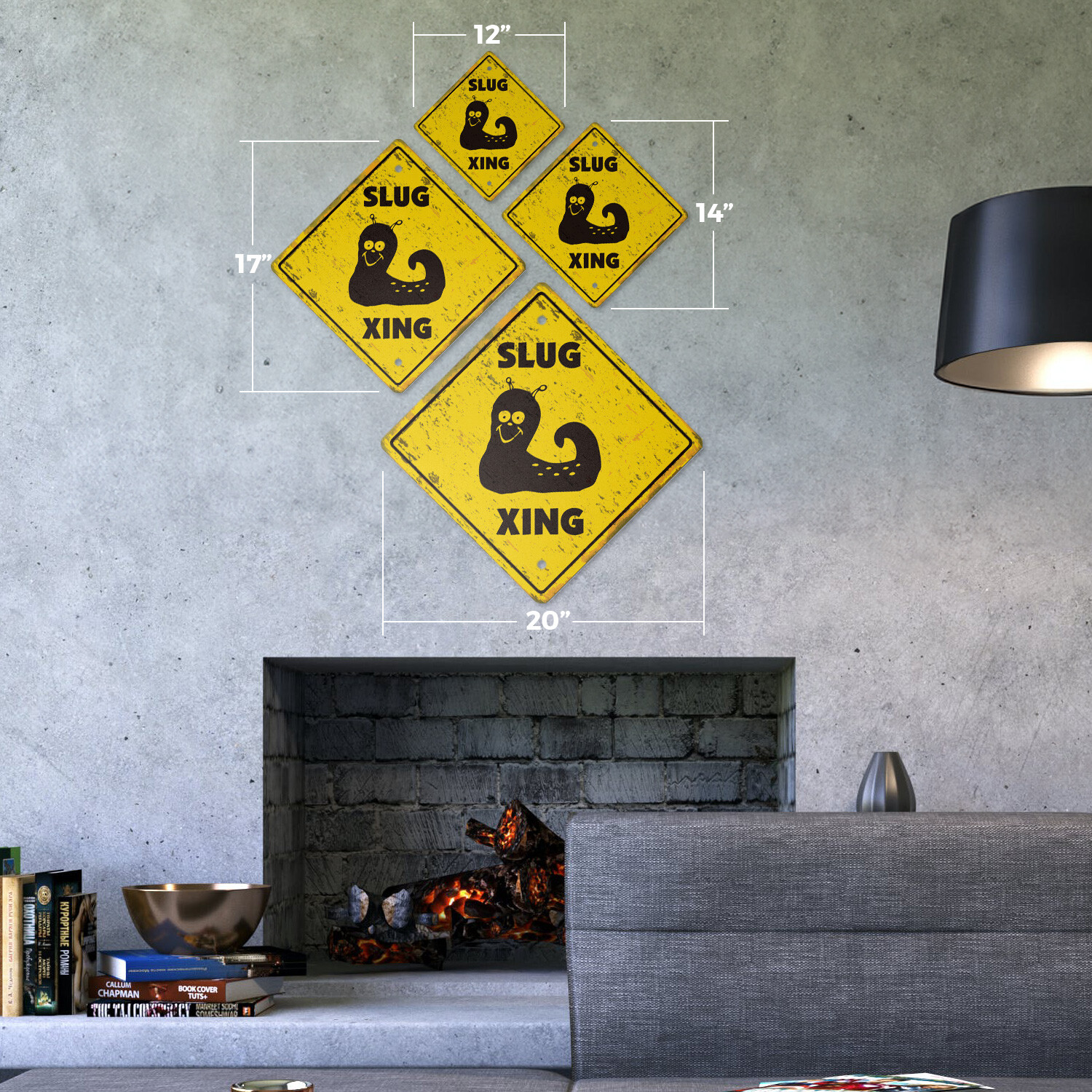 Slug Vintage Crossing Sign Xing Plastic Rustic Indoor Outdoor Tall garden snail