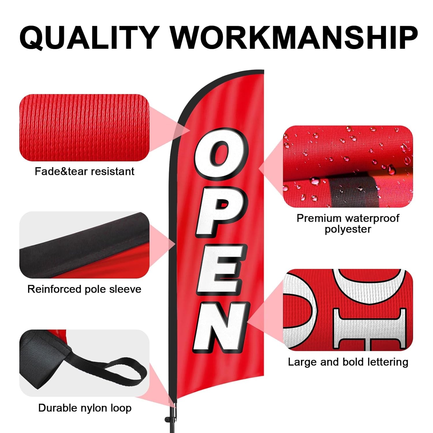 8ft Feather Flag for Business with Flag Pole and Ground Stake Advertising Sign