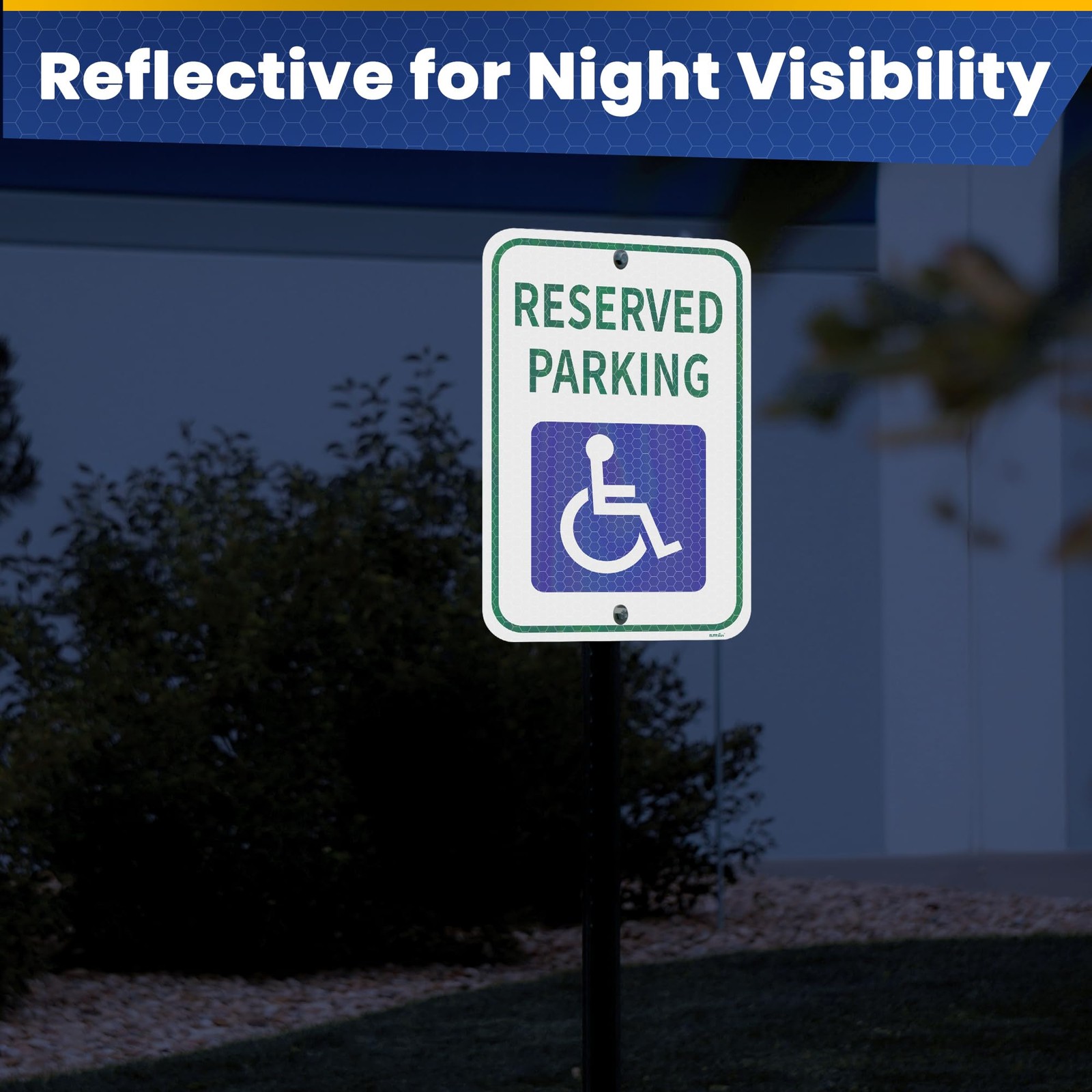 2 PCS 12×18 Inch Handicap Reserved Parking Sign 4M Reflective Weather Resist