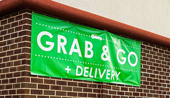 4ftx2ft GRAB & GO Generic Vinyl Banner Sign Restaurant Fast Food Vendor Signage