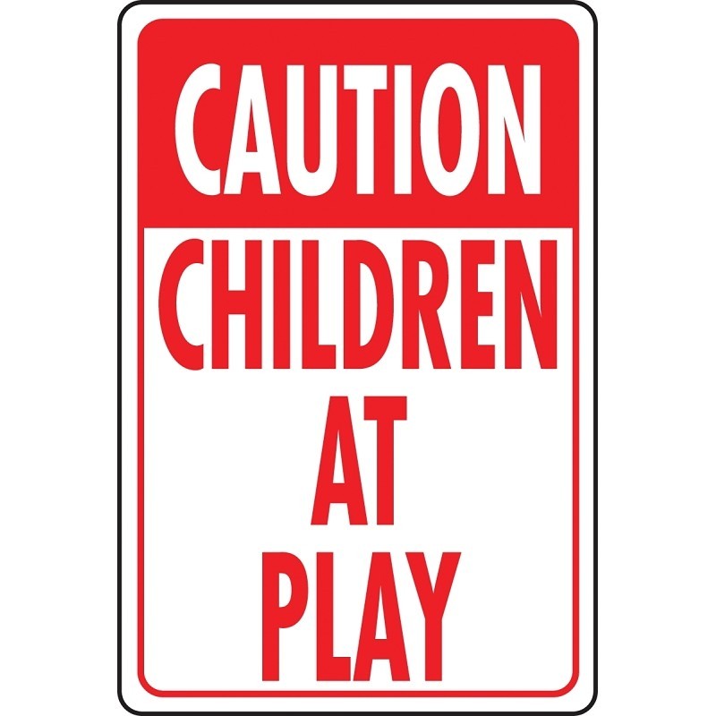 Hy-Ko HW-7 Traffic Sign, Rectangular, CHILDREN AT PLAY, Red Legend, White Backgr