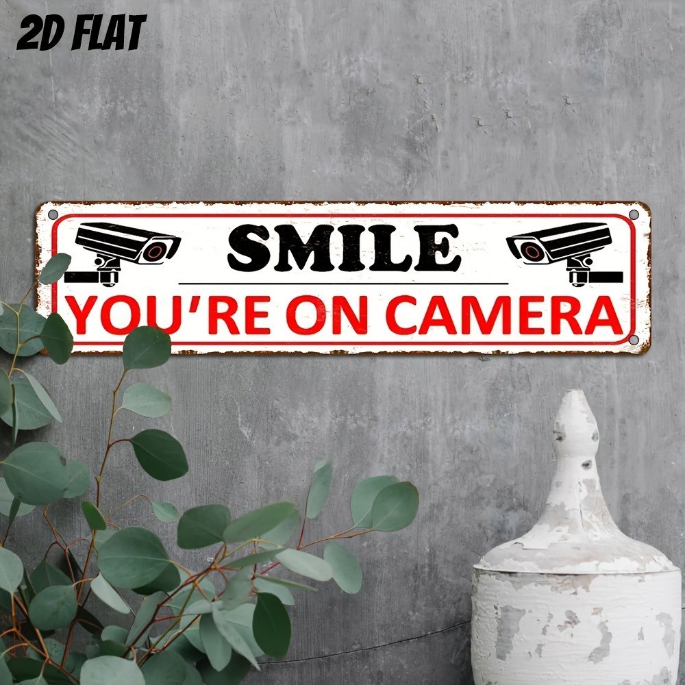 “YOU’RE ON CAMERA” Aluminum Wall Mount For Street Patio Shop Creative Home Decor