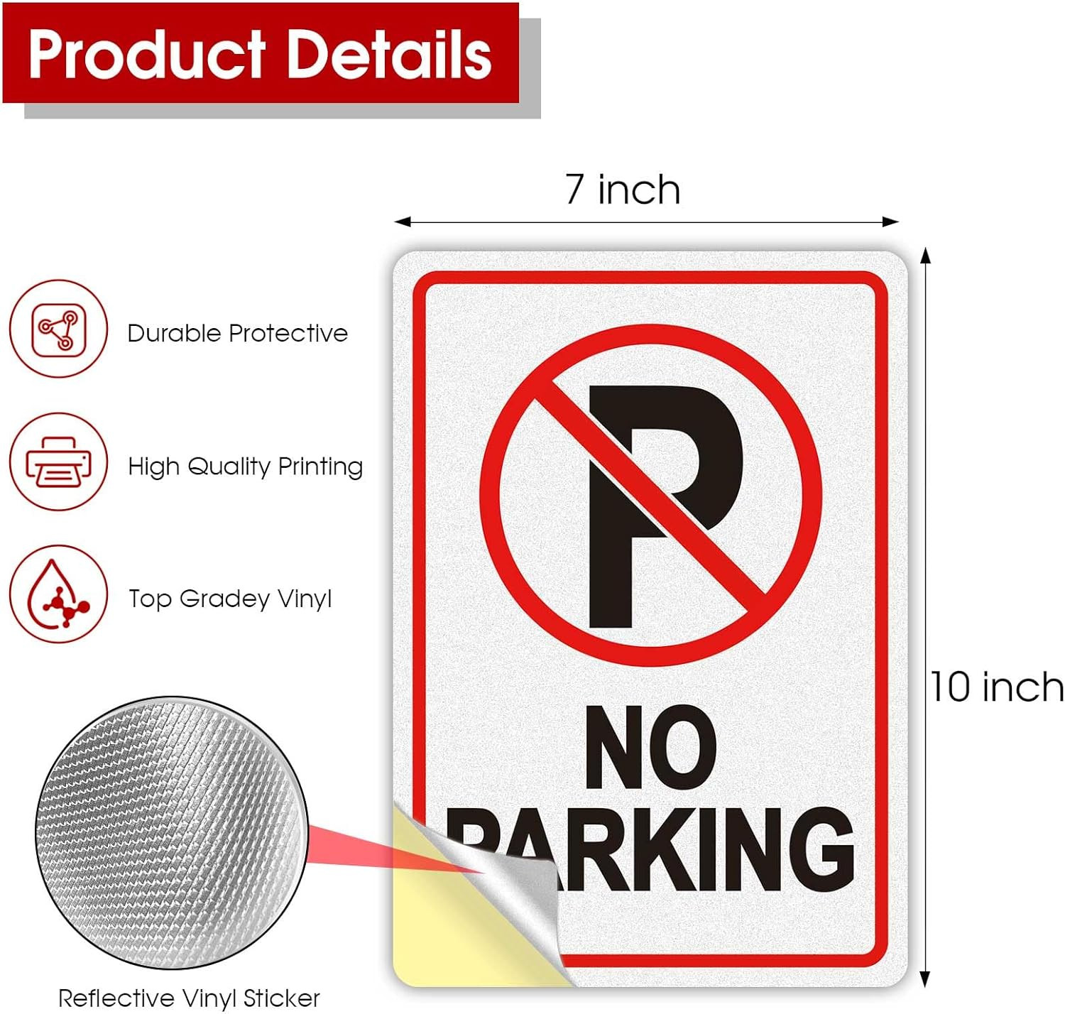 No Parking Signs, Do Not Park Here Sign, 3 Pack 10×7 Inch Reflective Waterproof