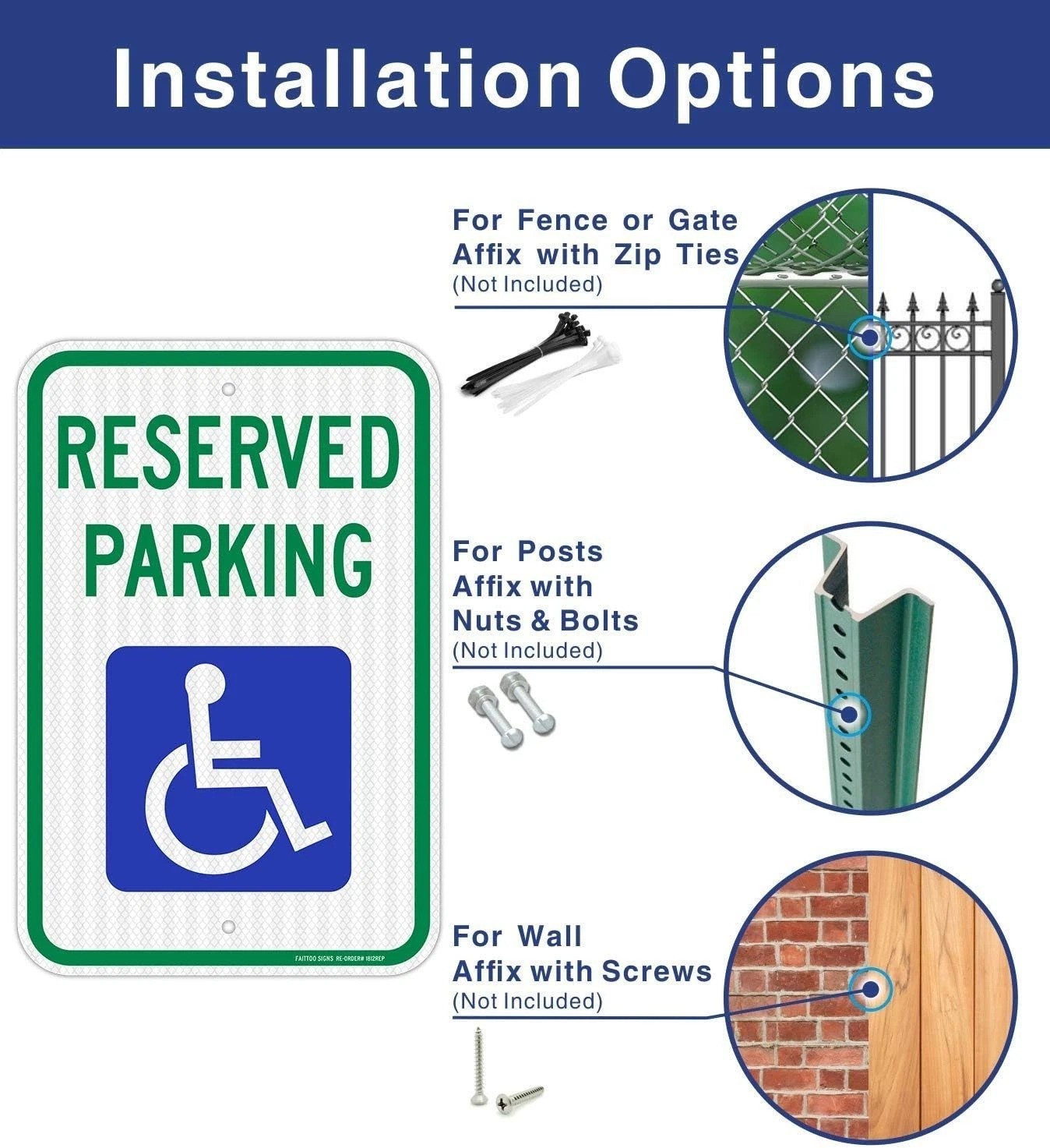 High Visibility 2 Pack Reserved Handicap Parking Signs – 18×12 for Easy Mounting
