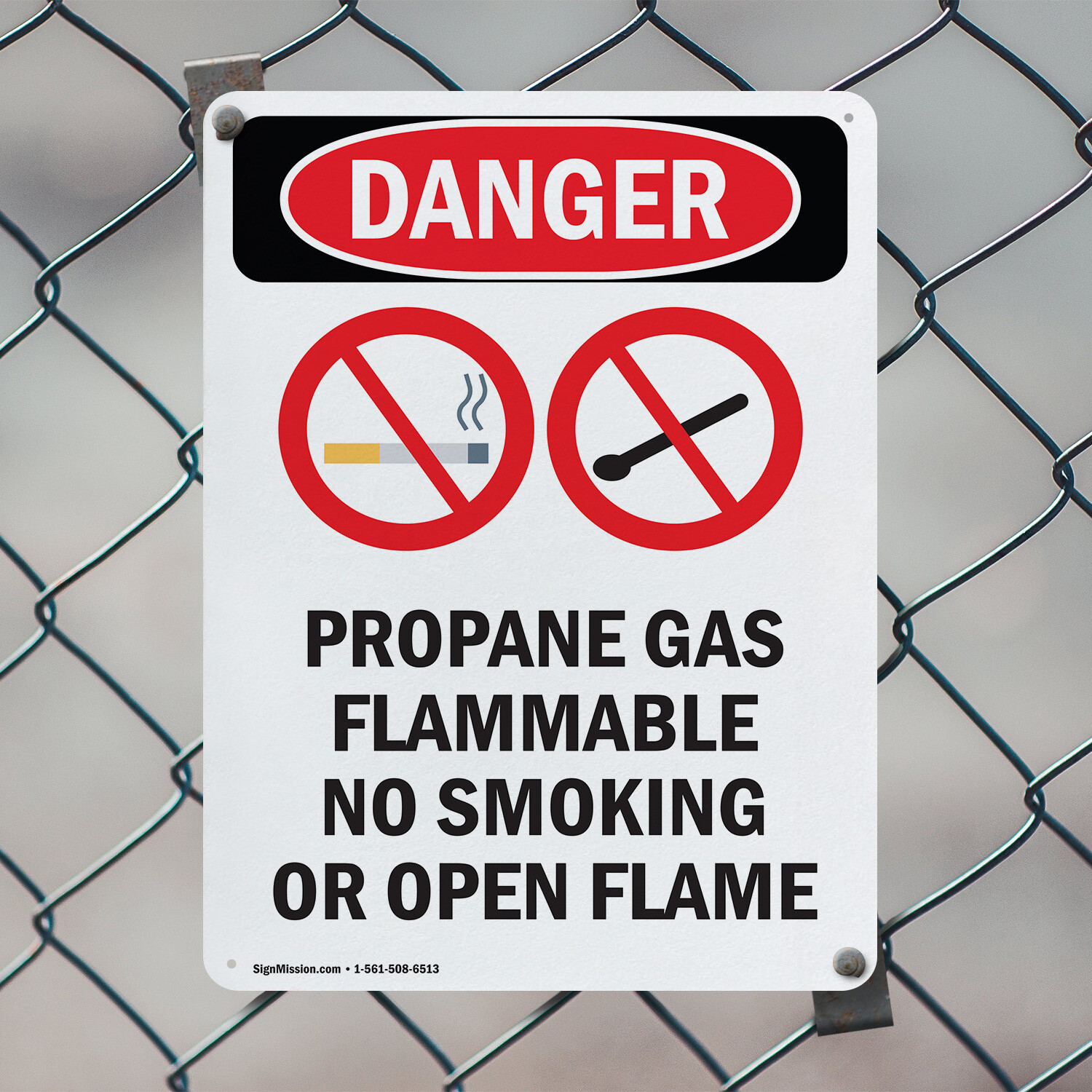 (2 Pack) Propane Gas Flammable OSHA Danger Sign Decal Metal Plastic