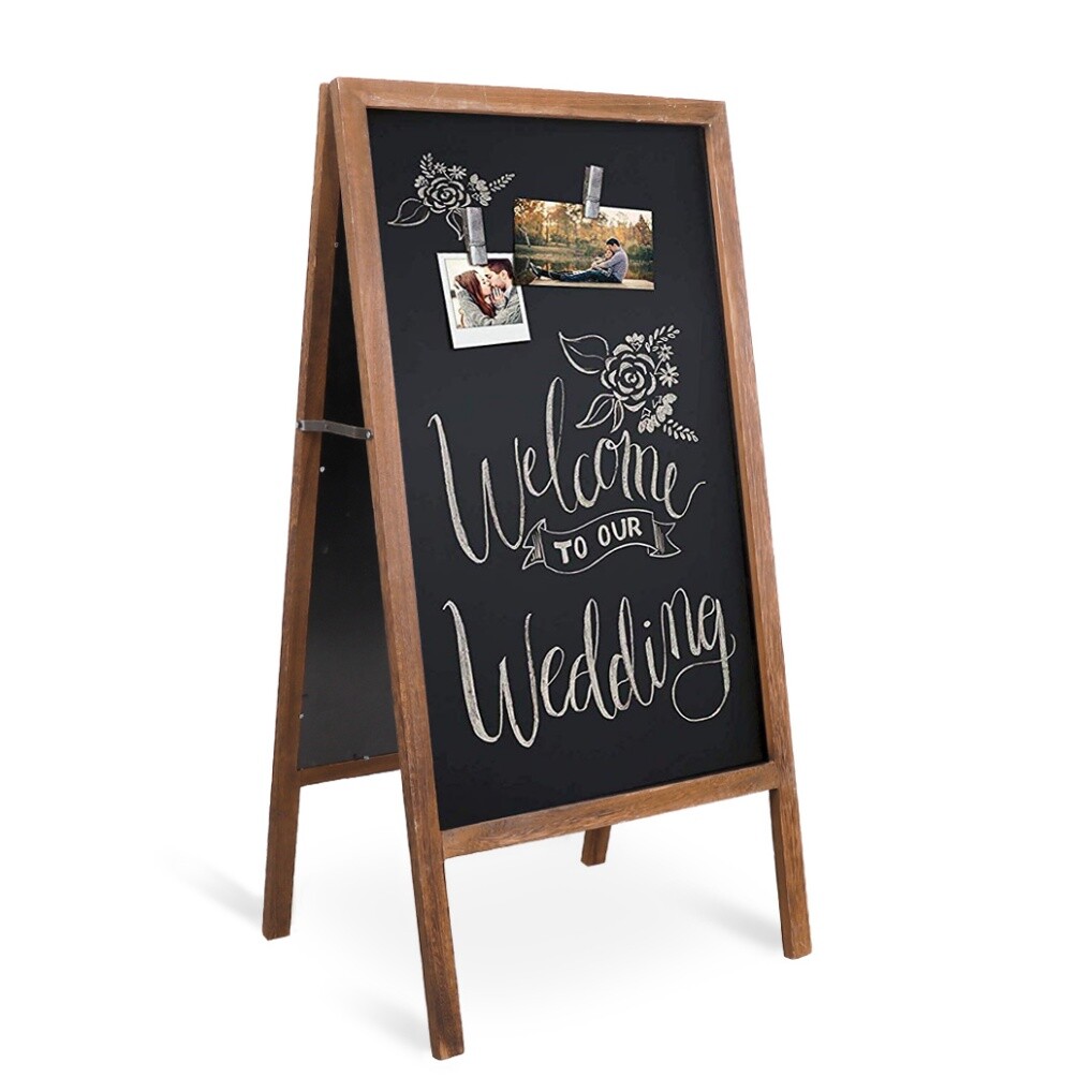 Large Wooden A-Frame Chalkboard Menu Sign Black Board Sidewalk Wedding Signage
