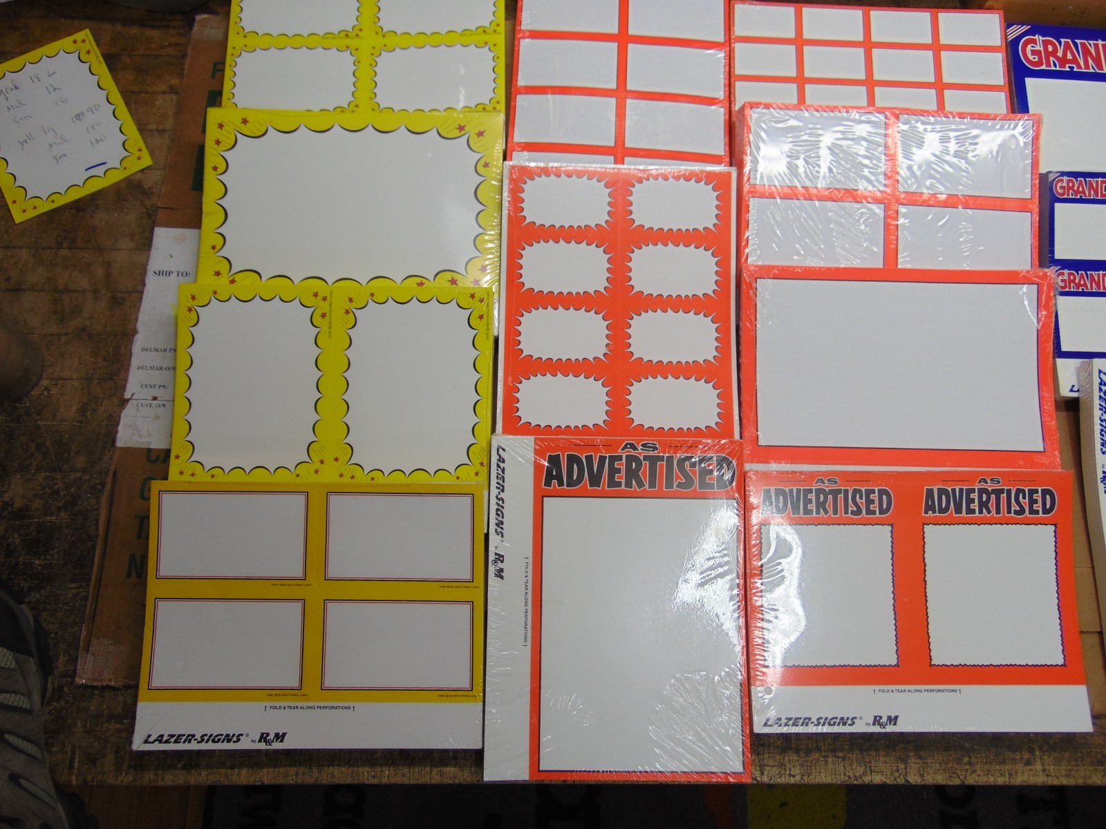 200 – 5.5″ x 7″ Yellow Border Business Retail Sale Sign Cards, Printable!