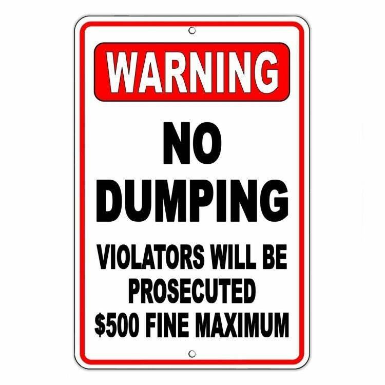 No Dumping Violators Will Be Prosecuted 500 Fine Sign / Decal Warning Snd002 /