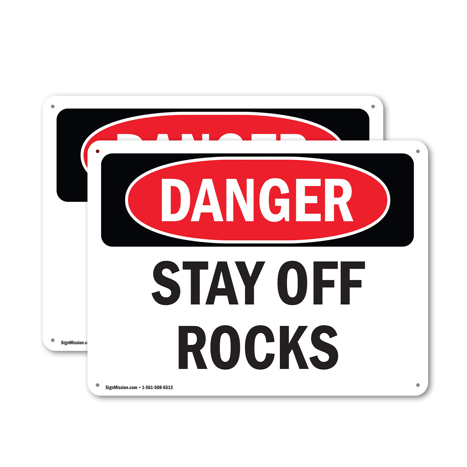 (2 Pack) Stay Off Rocks OSHA Danger Sign Decal Metal Plastic