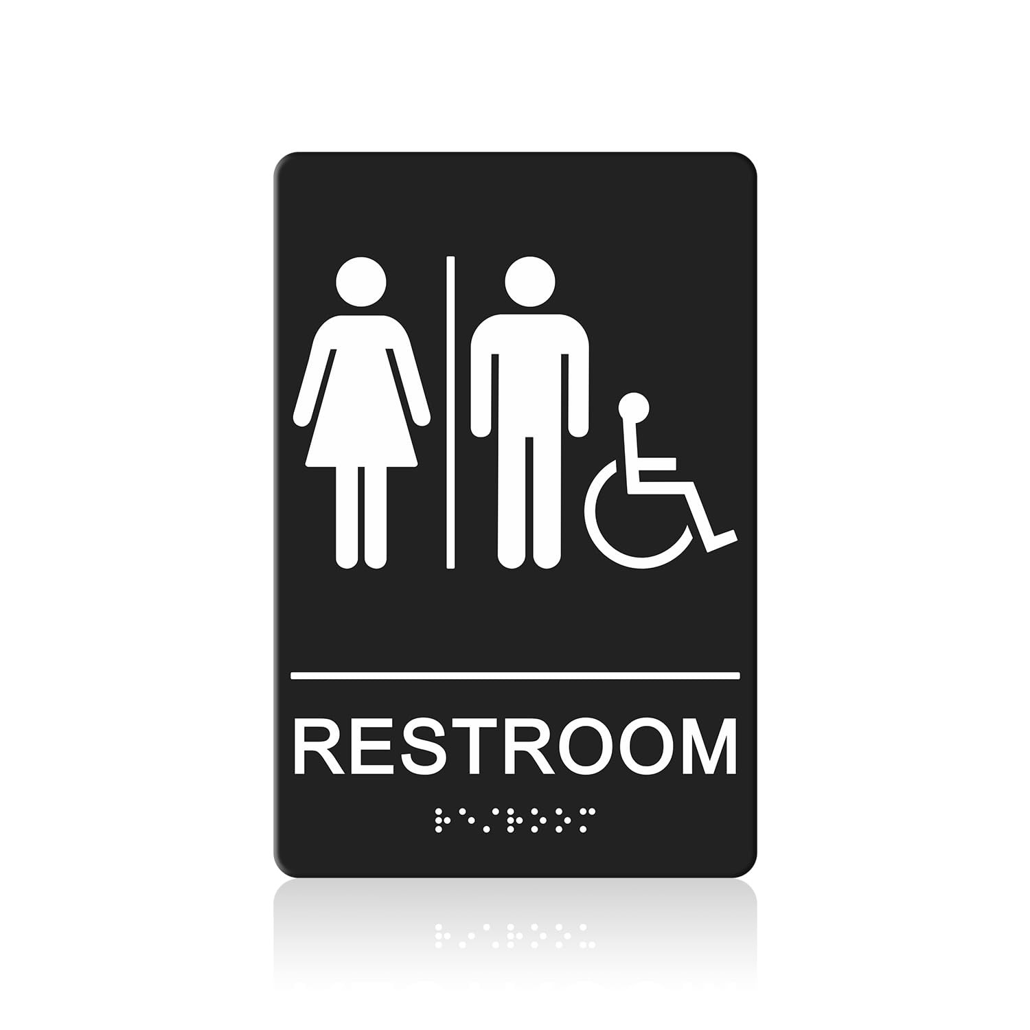 ADA Braille Unisex Bathroom Signs,9 x 6 Inches Restroom Signs with -Adhesive …