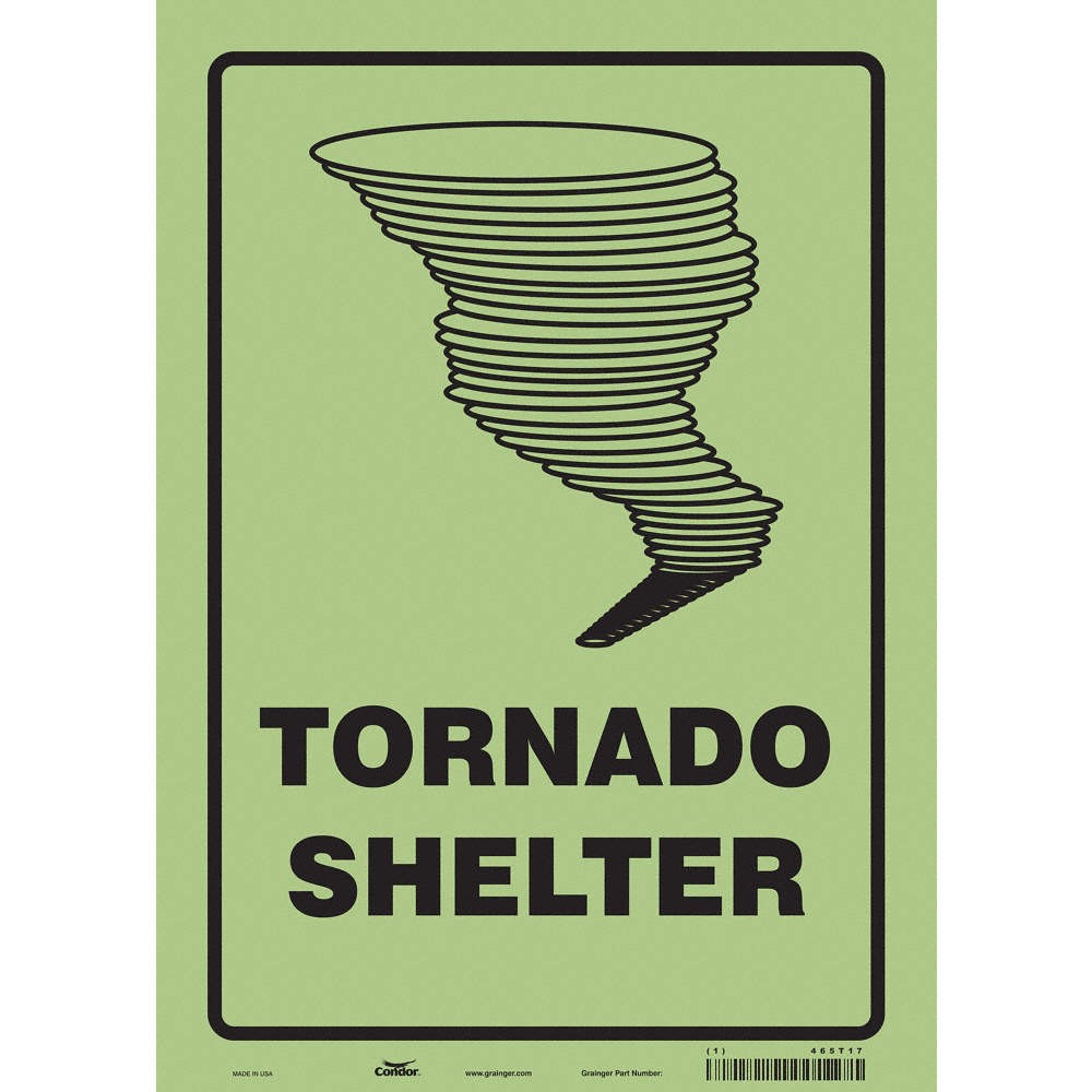 CONDOR Safety Sign,14 in x 10 in,Glow Vinyl 465T17