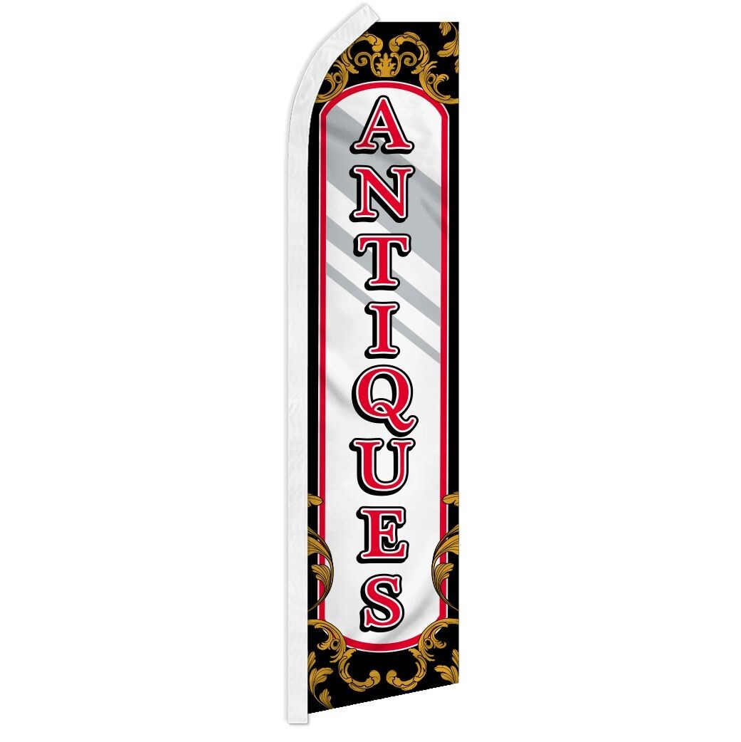 Antiques (Mirror) Advertising Swooper Feather Flutter Flag Thrift Shop Vintage