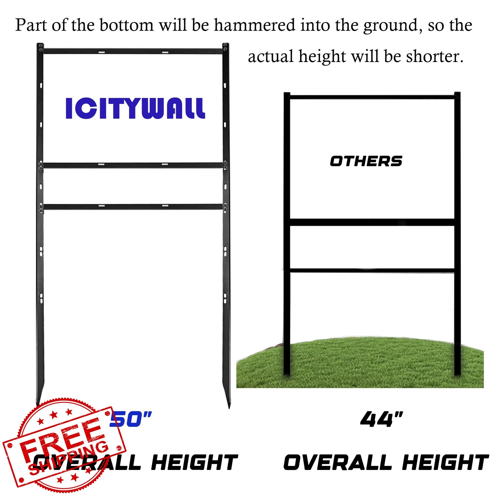 ICITYWALL 24″W Yard Sign H-Frame Stand 1 pack