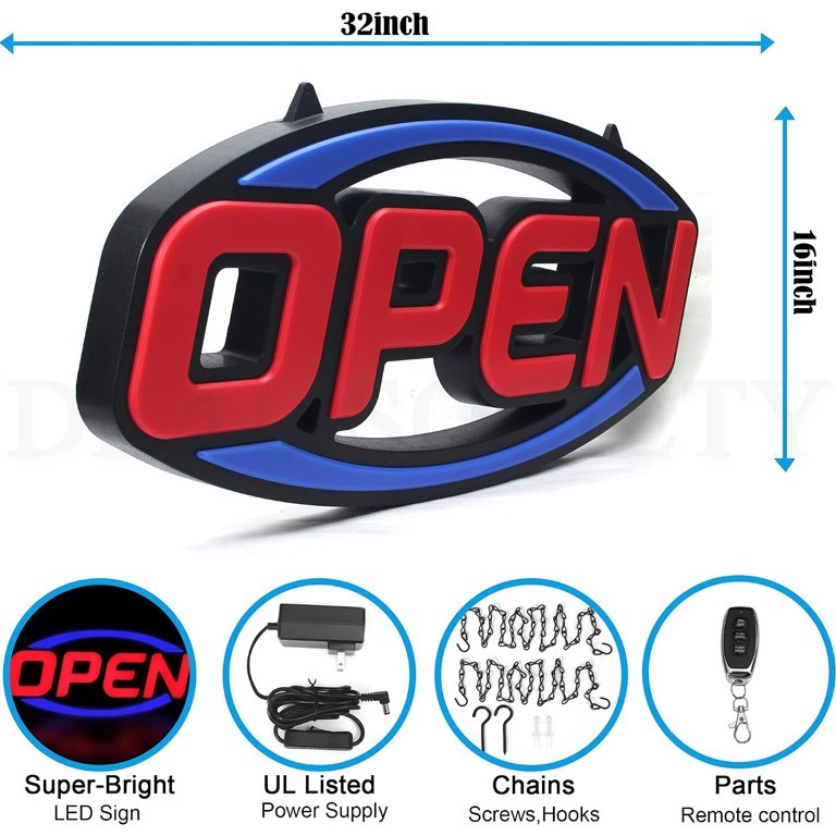 eLED 2026 Model 32″ x 16″ Remote Controlled LED Neon Open Sign