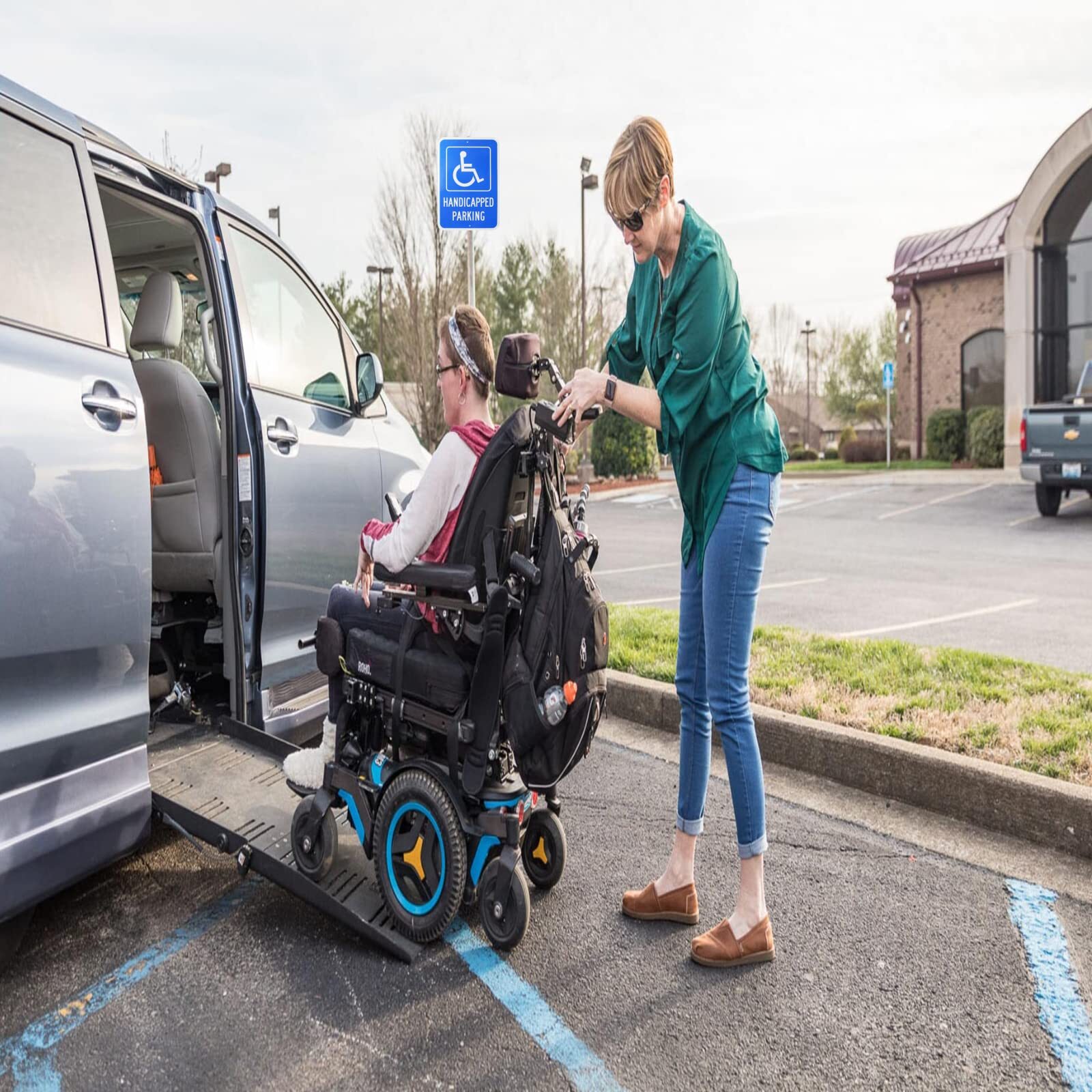 2-Pack 18×12″ Large Handicap Parking Sign with Wheelchair Symbol Reflective