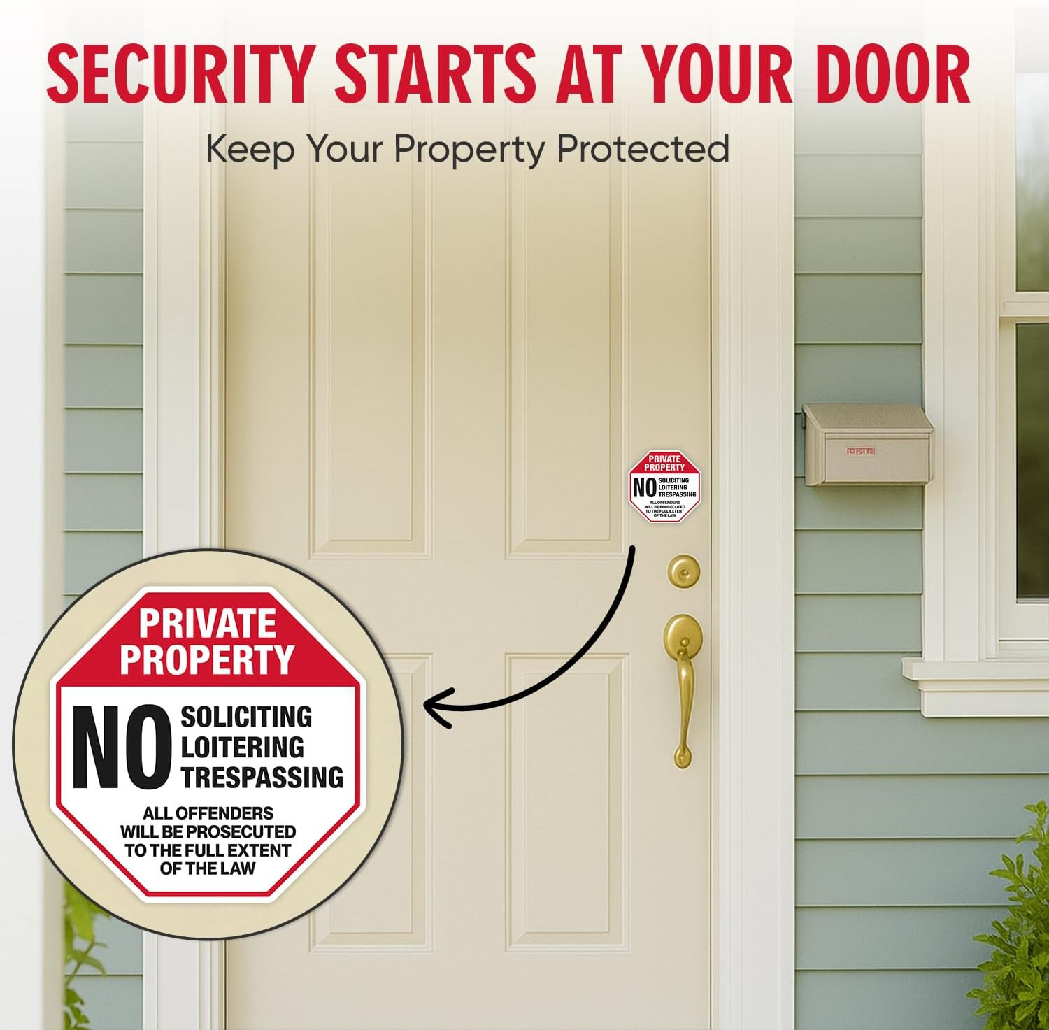 | (4 Pcs) Private Property No Trespassing Stickers – Two Sizes 4″x4″ & Two 2.75″