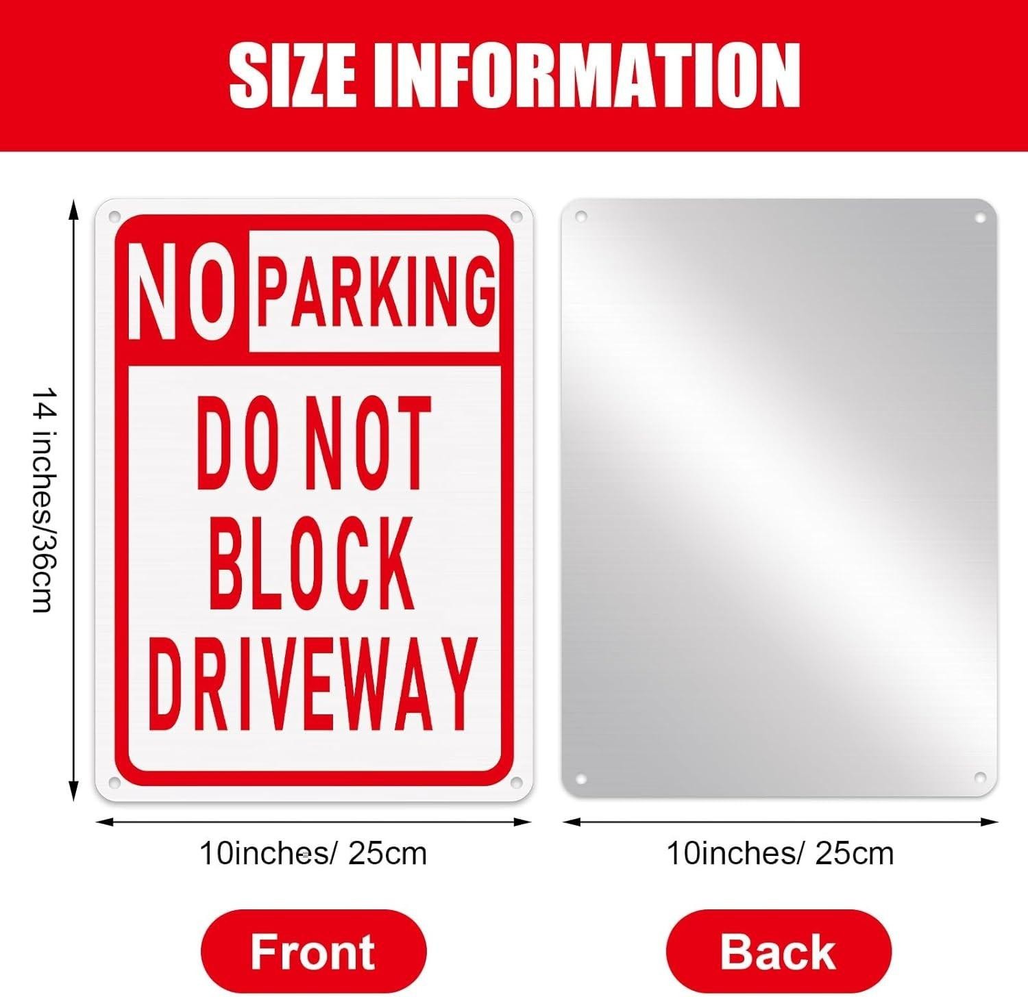 No Parking Sign Do Not Block Driveway 10 X 14 Inches Aluminum Metal Parking 3pcs