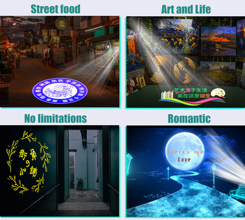 15W-50W Custom Battery Rechargeable Gobo Projector Indoor Store Logo Signs Lamp
